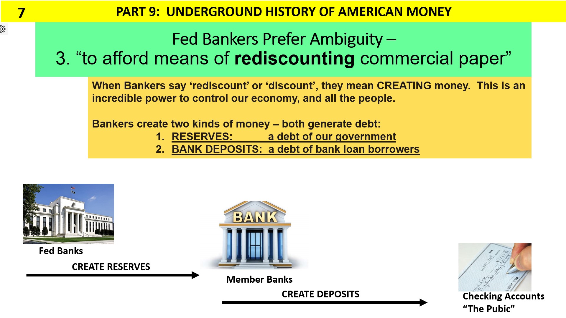 When banks discount or rediscount, they create money to fund debt.