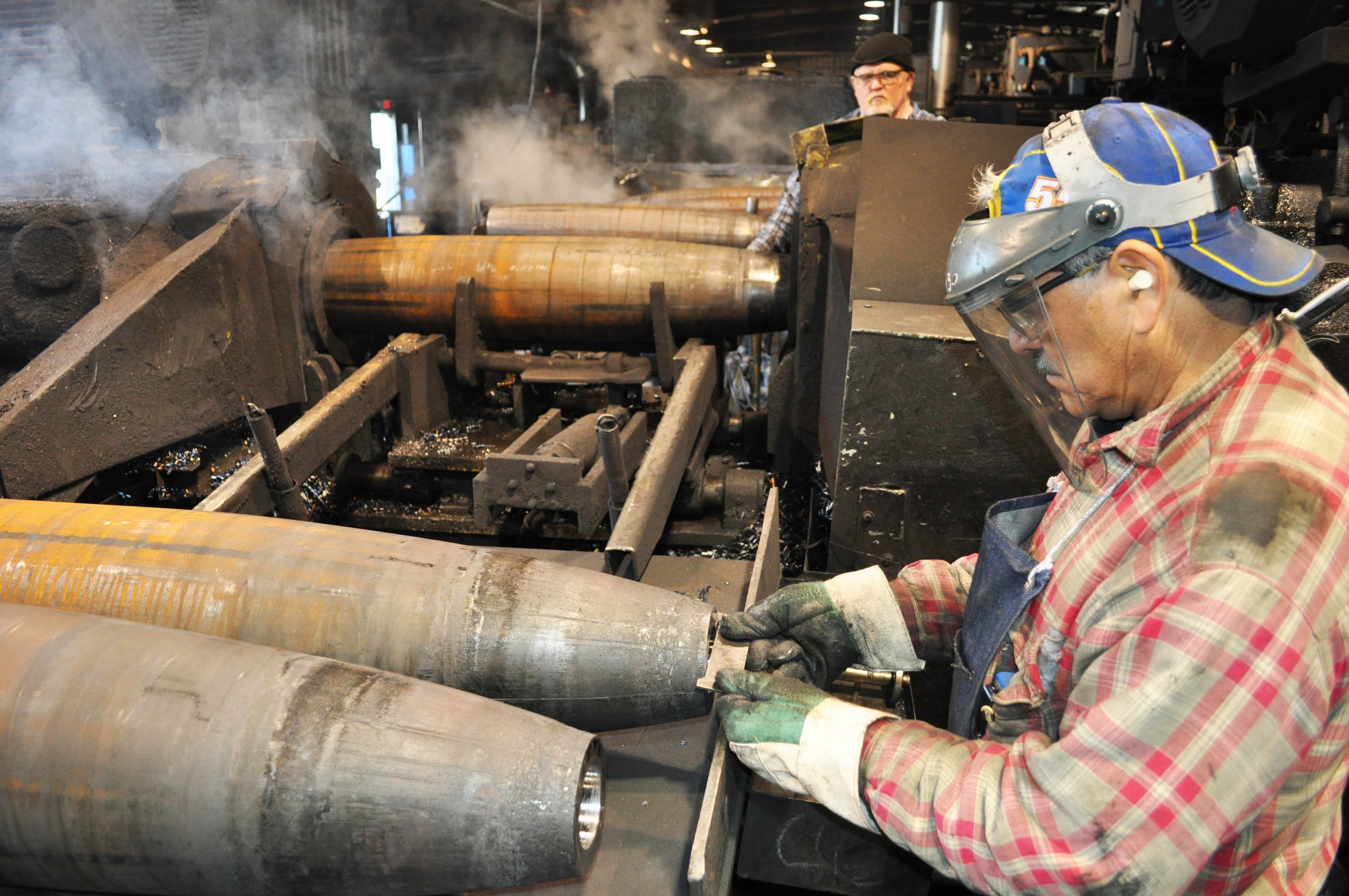 Making bombs on a munitions production line